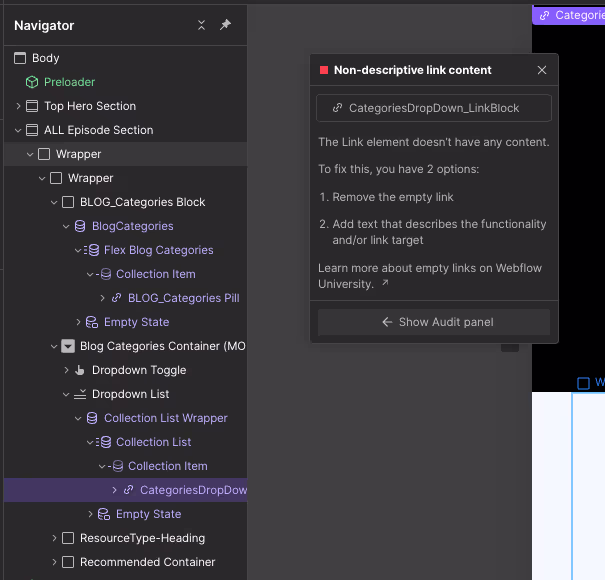 A screenshot of the Navigator panel