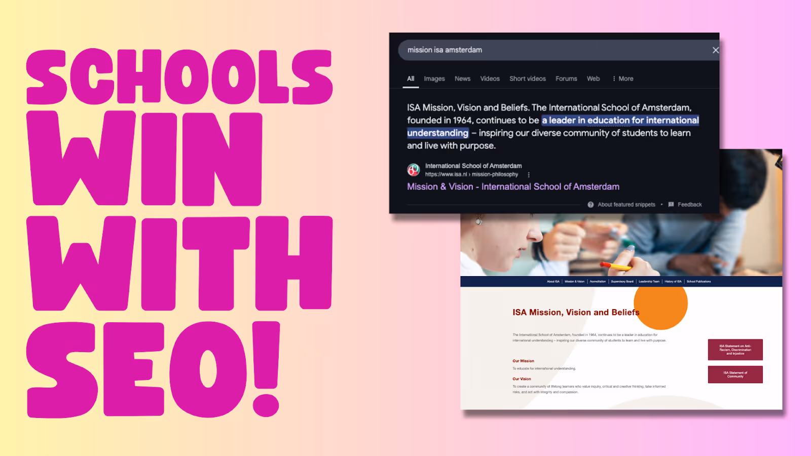 seo example for international school website