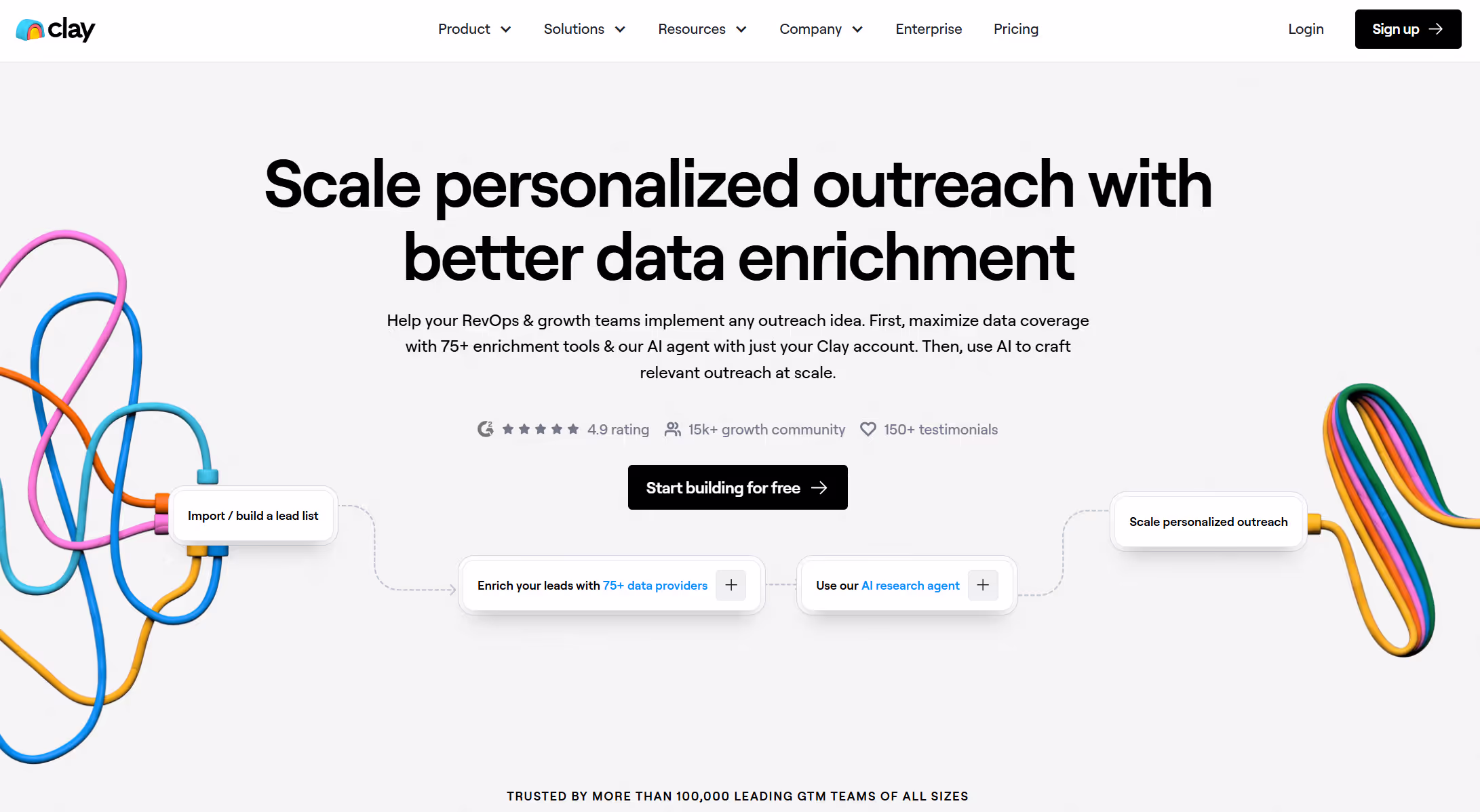 screenshot of clay.com homepage