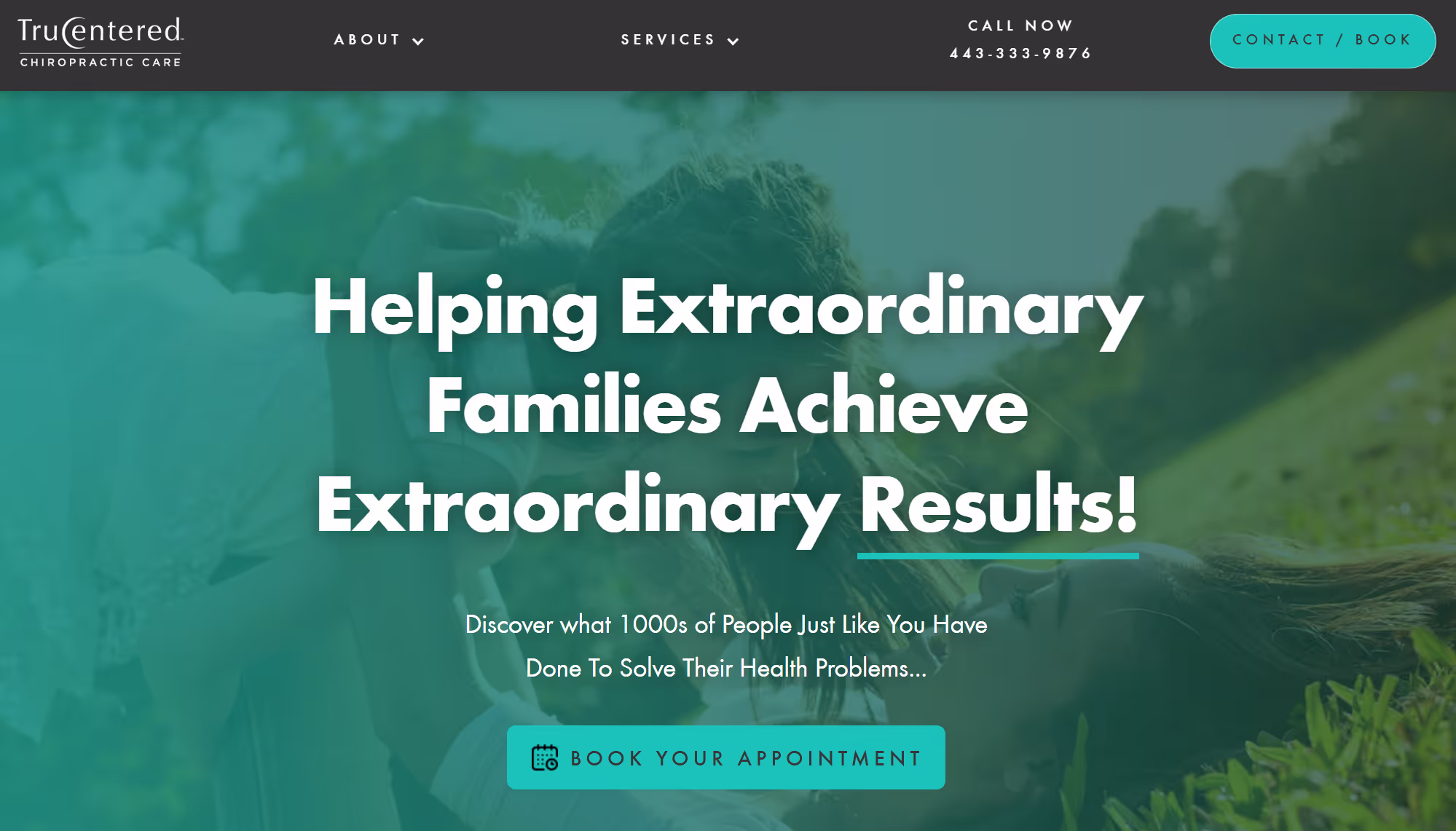 screenshot of trucentered chiropractic website