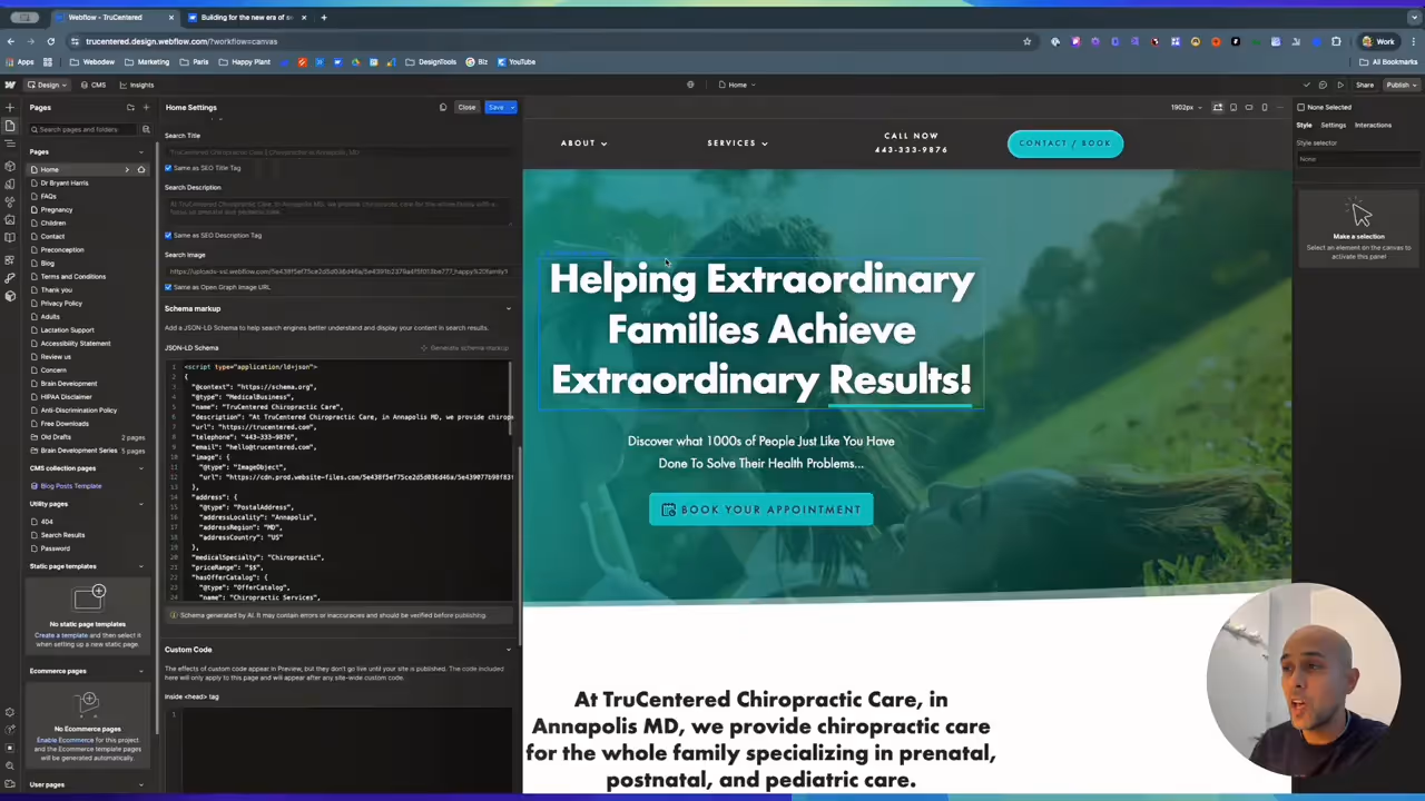 Schema markup generate button in Webflow AI SEO