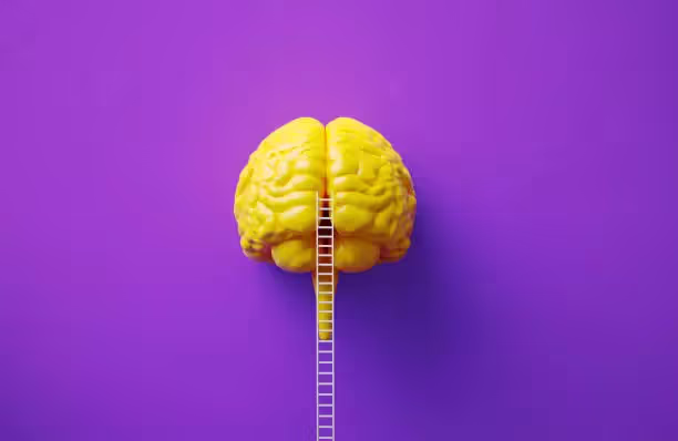 a picture of a yellow brain with a ladder